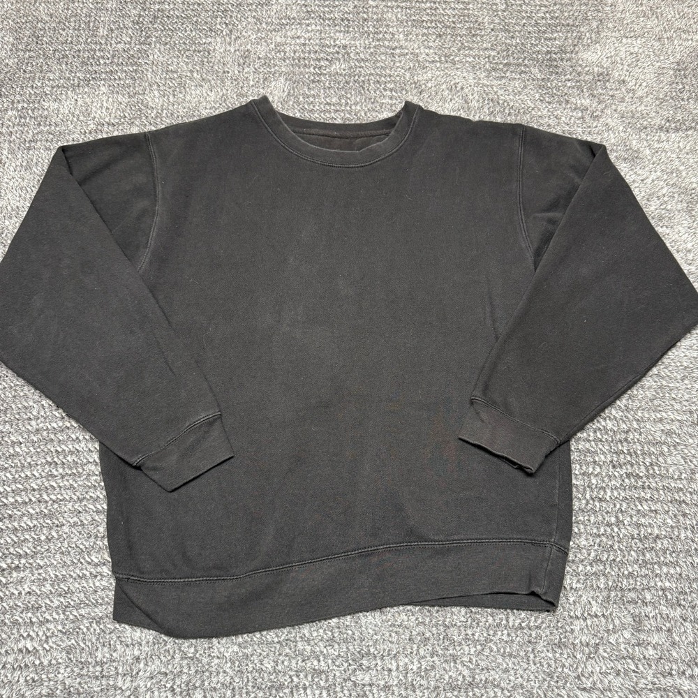 SOFFE Mens L Crewneck Sweatshirt Black Pullover Fleece Long Sleeve Casual